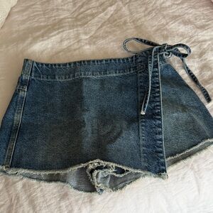 Free People Denim Wrap Skort Shorts - Dark Blue Size 2